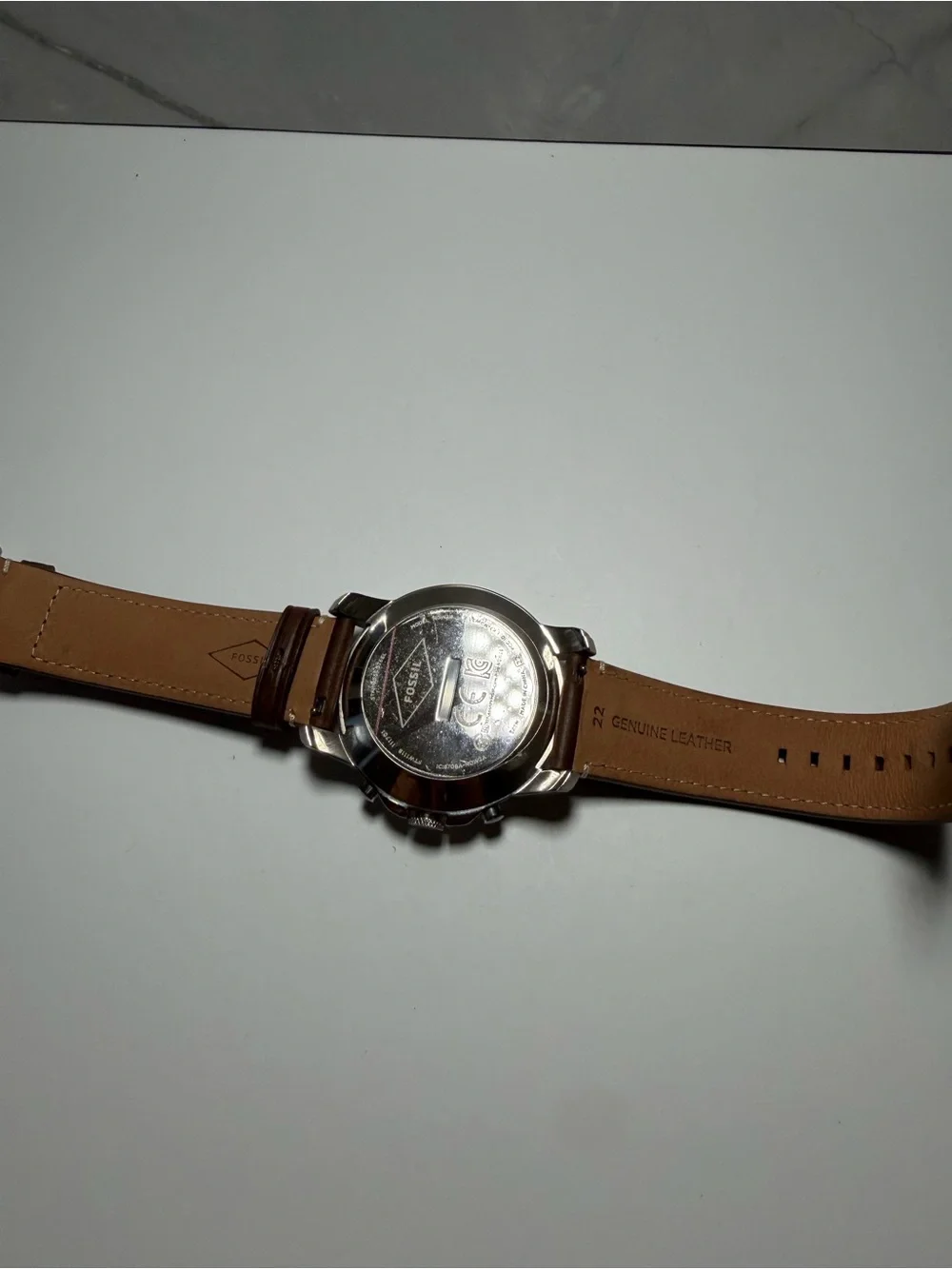 Fossil Q grant hybrid smartwatch (model ftw1118) silvertone case genuine leather